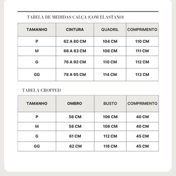 Tabela de Medidas